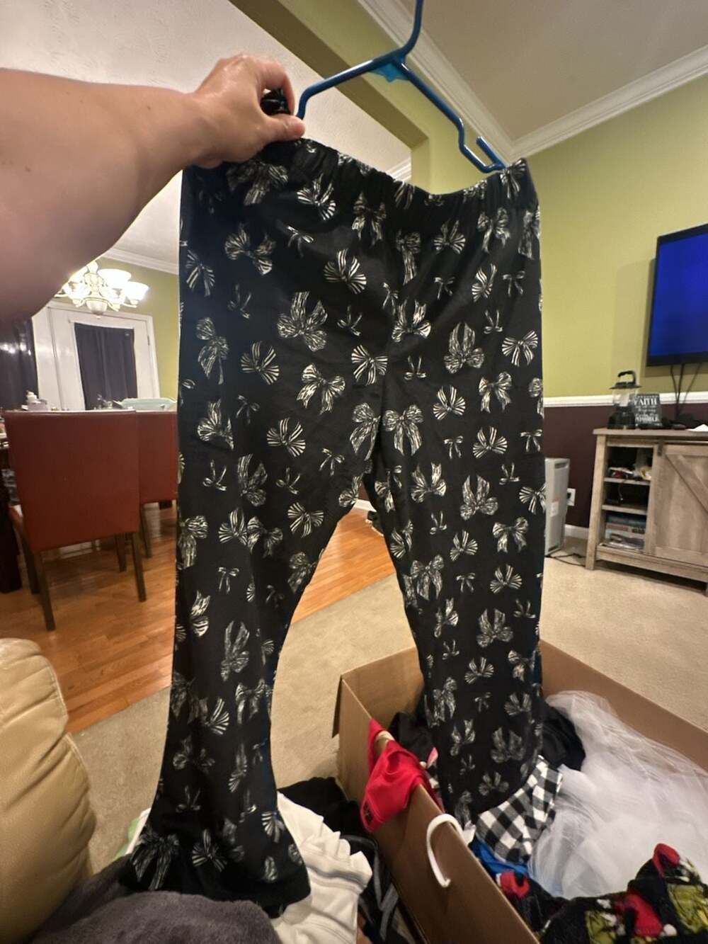 Wonder Nation Black and White Bow Print Pajama Pants XXL (18)